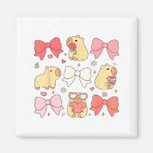 Schattige Kawaii Dieren En Roze Coquette Strikken Magneet