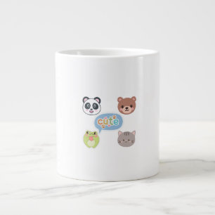 Schattige Kawaii Dierengezichten   Aardig Cartoon  Grote Koffiekop