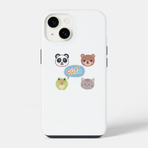 Schattige Kawaii Dierengezichten   Aardig Cartoon  iPhone 14 Hoesje