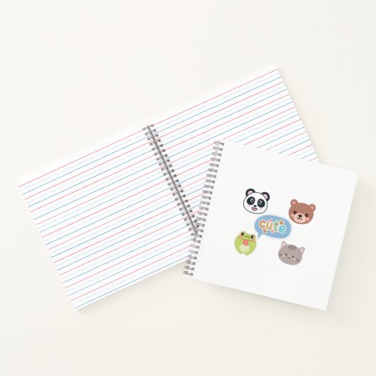 Schattige Kawaii Dierengezichten | Aardig Cartoon  Notitieboek (Binnen)