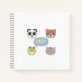 Schattige Kawaii Dierengezichten | Aardig Cartoon  Notitieboek (Voorkant)