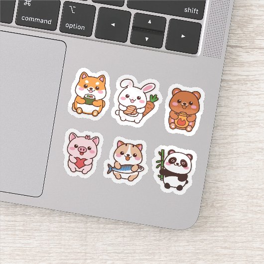 Schattige kawaii dierlijke sticker set (Detail)