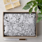 Schattige Kawaii Doodle Karakters (1) Tissuepapier (Geschenk)