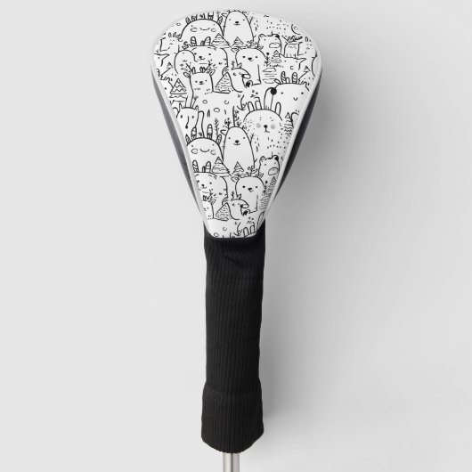 Schattige Kawaii Doodle Karakters (2) Golfheadcover (Voorkant)
