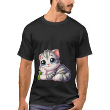 Schattige Kawaii Dromerige Grijze Kitten Blauwe Og