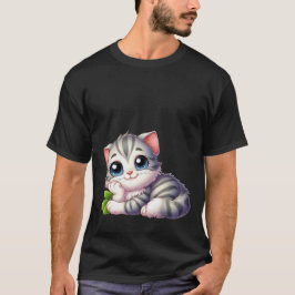 Schattige Kawaii Dromerige Grijze Kitten Blauwe Og T-shirt