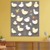 Schattige Kawaii Duck: meerdere vector Design Canvas Afdruk (Insitu (Woonkamer))