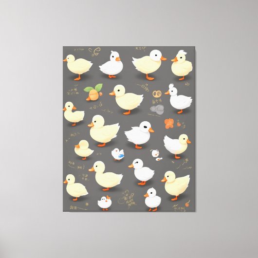 Schattige Kawaii Duck: meerdere vector Design Canvas Afdruk (Voorkant)