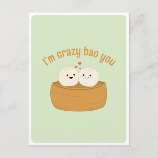 Schattige Kawaii Dumpling Bao Aziatisch Eten Pun L Briefkaart (Voorkant)