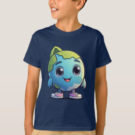 Schattige Kawaii Earth Character T-Shirt voor Kind