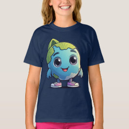 Schattige Kawaii Earth Planet Character Kinder T-S T-shirt