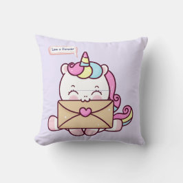 Schattige Kawaii Eenhoorn Liefde Illustratie Kussen