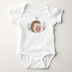 Schattige Kawaii Egel met Hart Madeliefje Bloem Romper