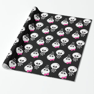 schattige kawaii emo jongen meisje skeletten sched cadeaupapier