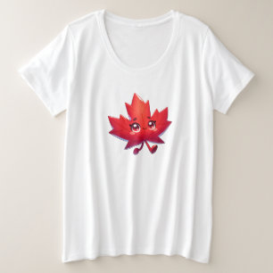 Schattige Kawaii esdoornblad   Ellebogen omhoog Ca Grote Maat T-shirt