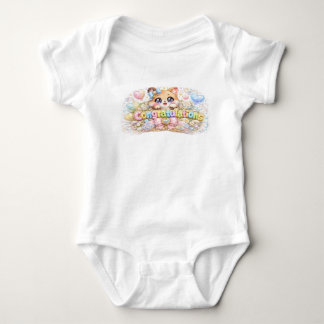 Schattige Kawaii Felicitaties Kat Pastel Roze Bloe Romper