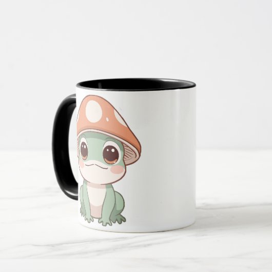 Schattige Kawaii Frog in Mushroom Pet Coffee Mok (Voorkant links)