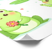 Schattige Kawaii Frogs Cartoon Art Poster (Hoek)