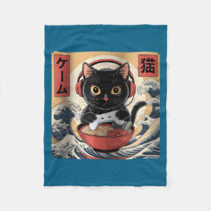 Schattige Kawaii Gamer Kat Grappige Ramen Retro Ja Fleece Deken
