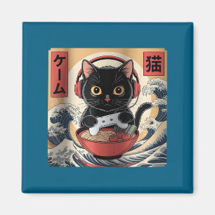 Schattige Kawaii Gamer Kat Grappige Ramen Retro Ja Magneet