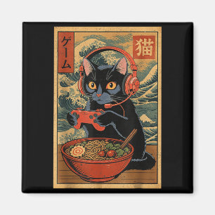 Schattige Kawaii Gamer Kat Grappige Ramen Retro Ja Magneet