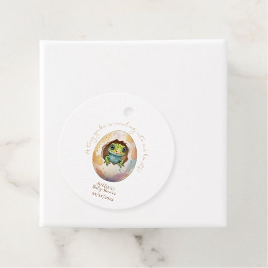 Schattige Kawaii Gecko Hagedis Egg Baby shower Bedankjes Labels (In situ)