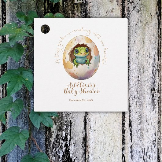 Schattige Kawaii Gecko Hagedis Egg Baby shower Bedankjes Labels
