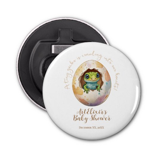 Schattige Kawaii Gecko Hagedis Egg Baby shower Button Flesopener (Voorkant)