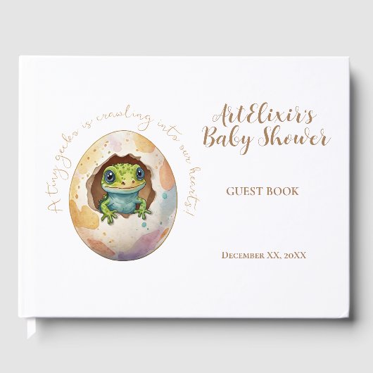 Schattige Kawaii Gecko Hagedis Egg Baby shower Gastenboek (Voorkant)