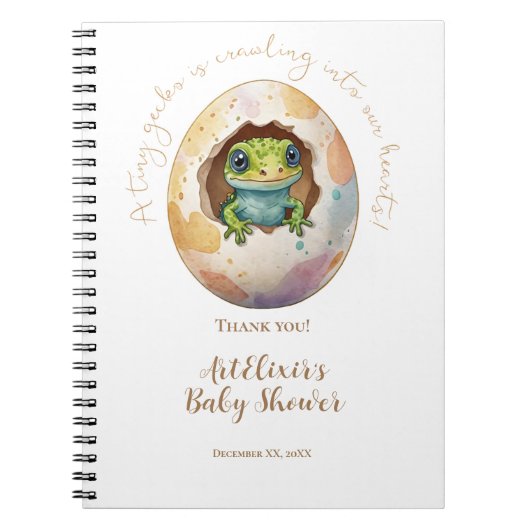 Schattige Kawaii Gecko Hagedis Egg Baby shower Notitieboek (Voorkant)