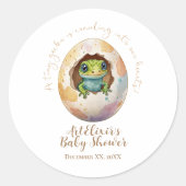 Schattige Kawaii Gecko Hagedis Egg Baby shower Ronde Sticker (Voorkant)