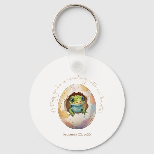 Schattige Kawaii Gecko Hagedis Egg Baby shower Sleutelhanger (Voorkant)