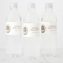 Schattige Kawaii Gecko Hagedis Egg Baby shower Waterfles Etiket