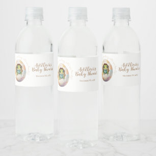 Schattige Kawaii Gecko Hagedis Egg Baby shower Waterfles Etiket