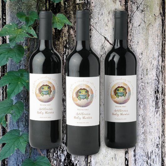 Schattige Kawaii Gecko Hagedis Egg Baby shower Wijn Etiket