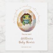 Schattige Kawaii Gecko Hagedis Egg Baby shower Wijn Etiket (Enkel label)