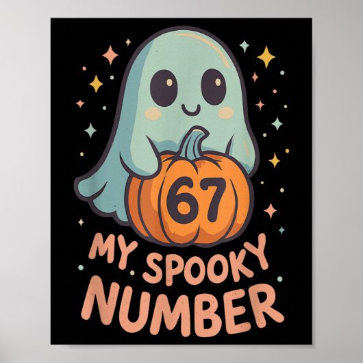 Schattige Kawaii Geest Pompoen 67 Meme Grappige Wi Poster (Voorkant)