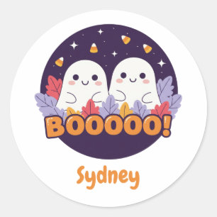 Schattige Kawaii Geesten Boo Halloween Herfstblade Ronde Sticker