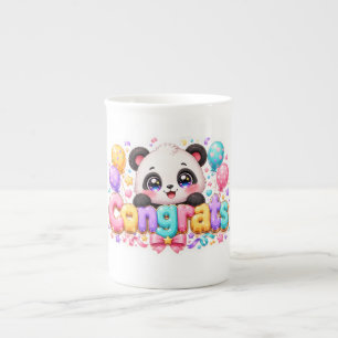 Schattige Kawaii Gefeliciteerd Panda Naam Pastel R Porselein Kop