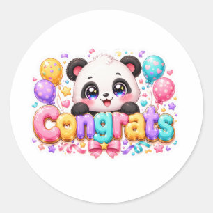 Schattige Kawaii Gefeliciteerd Panda Naam Pastel R Ronde Sticker