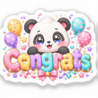Schattige Kawaii Gefeliciteerd Panda Naam Pastel R Sticker