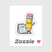 Schattige Kawaii Gele Potlood en Plan Notitieboek Sticker (Vel)