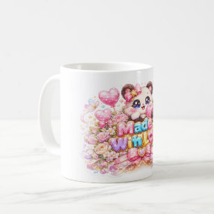 Schattige Kawaii Gemaakt Met Liefde Kat Naam Paste Koffiemok