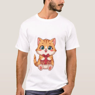 Schattige Kawaii Gemberkat met Rode Cadeau Doos ✨� T-shirt