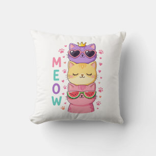 Schattige Kawaii Gestapelde Katten Zonnebril Meow Kussen