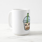 Schattige Kawaii Glimlachende Boba Thee Koffiemok (Voorkant links)