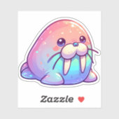 Schattige Kawaii Glitterende Charme Pastel Walrus Sticker (Vel)
