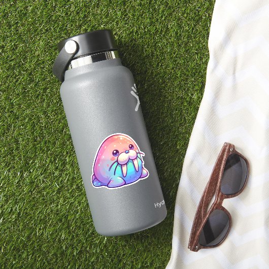 Schattige Kawaii Glitterende Charme Pastel Walrus Sticker (HydroFlask Insitu)