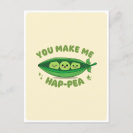 Schattige Kawaii Groene Erwten Groente Voedsel Pun Briefkaart