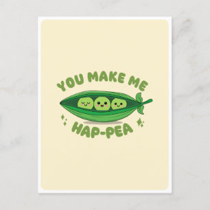 Schattige Kawaii Groene Erwten Groente Voedsel Pun Briefkaart